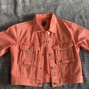 NWOT Gap Red Denim Cropped Jacket